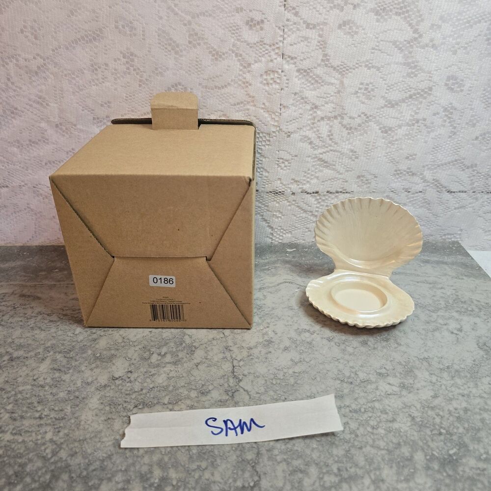 Gold Canyon Iridescent Seashell Tealight Holder Clam Shell Ceramic Candle Accent